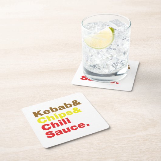 Kebab en Chips & Chili Sauce. Kartonnen Onderzetters (Insitu)