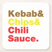 Kebab en Chips & Chili Sauce. Kartonnen Onderzetters (Voorkant)