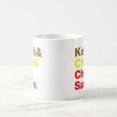 Kebab en Chips & Chili Sauce. Koffiemok (Center)