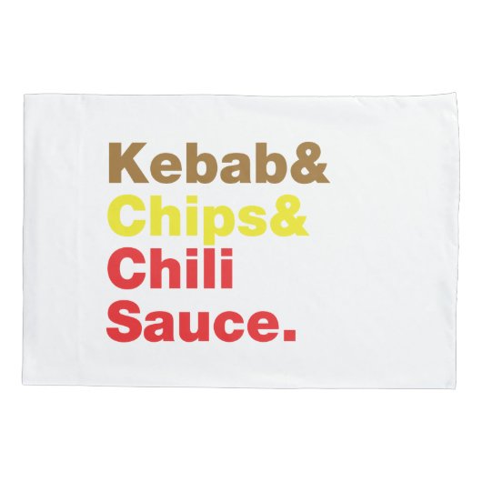 Kebab en Chips & Chili Sauce. Kussensloop (Achterkant)