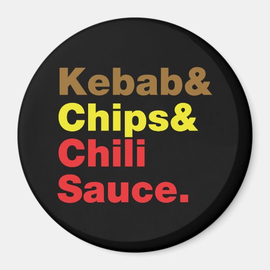 Kebab en Chips & Chili Sauce. Magneet (Voorkant)