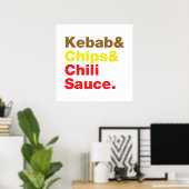 Kebab en Chips & Chili Sauce. Poster (Thuiskantoor)