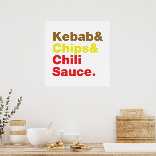 Kebab en Chips & Chili Sauce. Poster (Keuken)