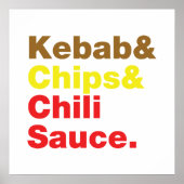 Kebab en Chips & Chili Sauce. Poster (Voorkant)