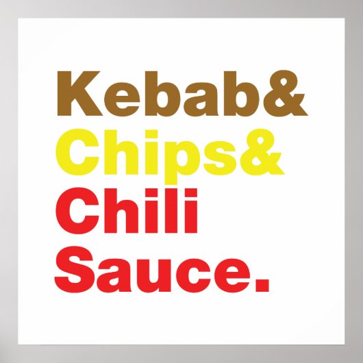 Kebab en Chips & Chili Sauce. Poster (Voorkant)