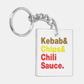 Kebab en Chips & Chili Sauce. Sleutelhanger (Voorkant Links)