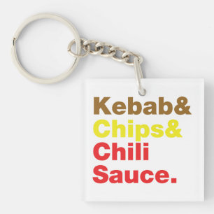 Kebab en Chips & Chili Sauce. Sleutelhanger