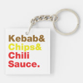 Kebab en Chips & Chili Sauce. Sleutelhanger (Achterkant)