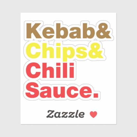 Kebab en Chips & Chili Sauce. Sticker (Vel)