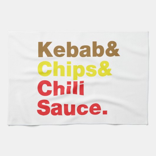 Kebab en Chips & Chili Sauce. Theedoek (Horizontaal)