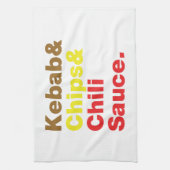 Kebab en Chips & Chili Sauce. Theedoek (Verticaal)