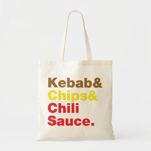 Kebab en Chips & Chili Sauce. Tote Bag (Voorkant)