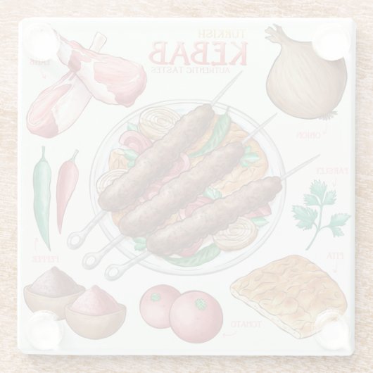 Kebab Recipe Glass Onderzetter (Achterkant)