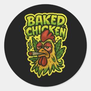 Ked Kip Kuiken Rokt Wiet Steen Ronde Sticker