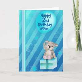 Keddy Koala blauw tweede verjaardagskaart Kaart