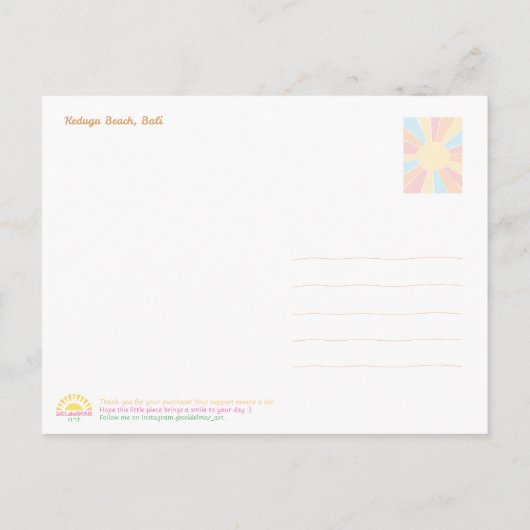 Kedungu Beach Bali Sunset Postcard Feestdagenkaart (Achterkant)