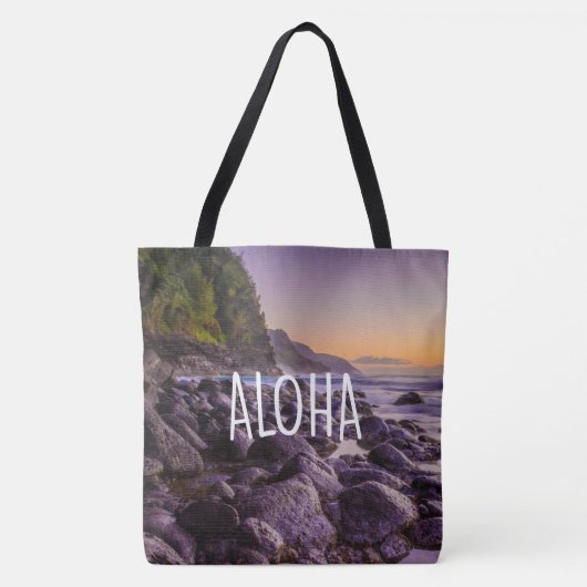 Ke'e Beach at Sunrise, Kauai, Hawaiian Beach Bag Tote Bag (Voorkant)