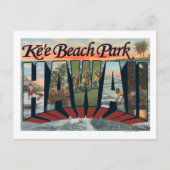 Ke'e Beach Park, Hawaii - Grote lettertjes Briefkaart (Voorkant)