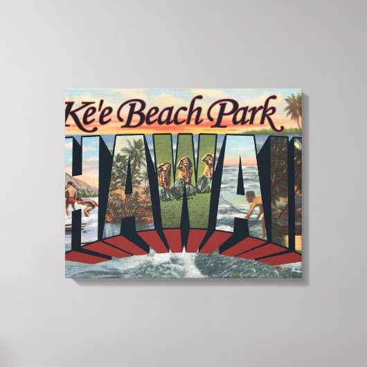 Ke'e Beach Park, Hawaii - Grote lettertjes Canvas Afdruk (Voorkant)