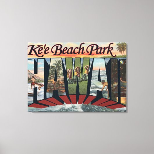 Ke'e Beach Park, Hawaii - Grote lettertjes Canvas Afdruk (Voorkant)