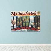Ke'e Beach Park, Hawaii - Grote lettertjes Canvas Afdruk (Insitu (Houten vloer))
