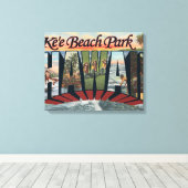 Ke'e Beach Park, Hawaii - Grote lettertjes Canvas Afdruk (Insitu (Houten vloer))