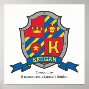 Keegan boys noemden letter K heraldry kind Poster