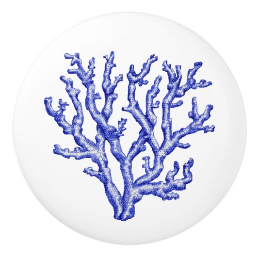 Keel van blauw en wit zee keramische knop (Voorkant)