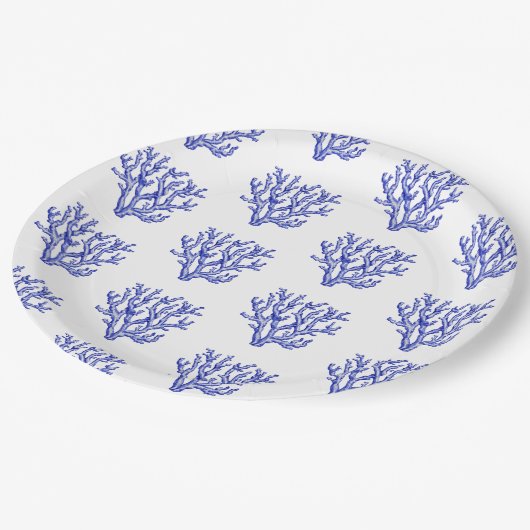 Keel van blauw en wit zee papieren bordje (Gekanteld)