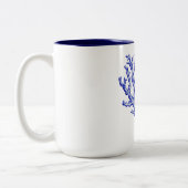 Keel van blauw en wit zee tweekleurige koffiemok (Links)