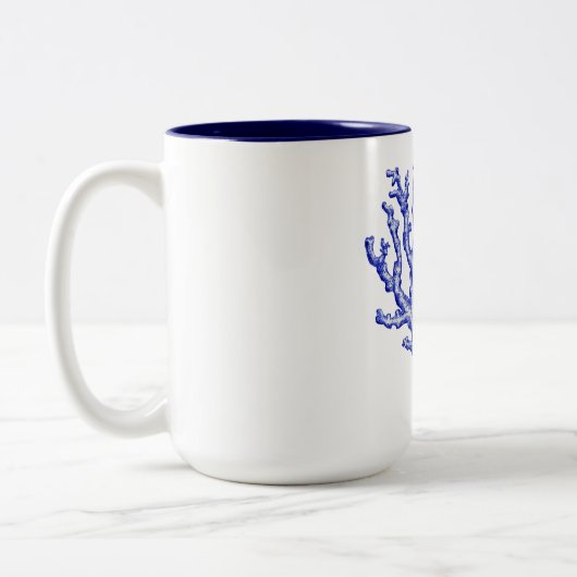 Keel van blauw en wit zee tweekleurige koffiemok (Links)