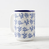 Keel van blauw en wit zee tweekleurige koffiemok (Voorkant links)