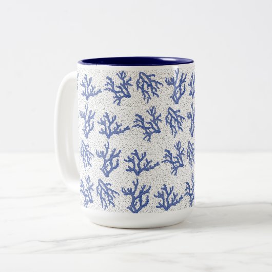 Keel van blauw en wit zee tweekleurige koffiemok (Voorkant links)