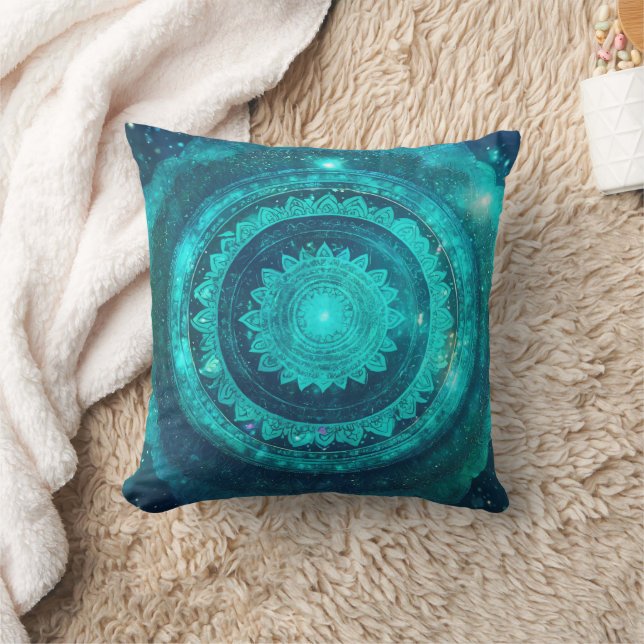 Keelchakra Turquoise Mandala Kussen (Deken)