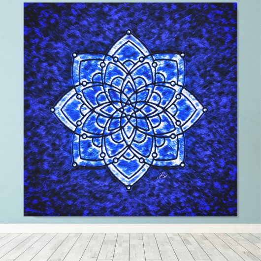 Keelchakra Vibrationele Healing Therapie Canvas Afdruk (Insitu (Houten vloer))