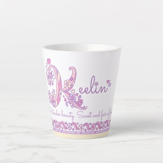 Keelin letter K: naam monogram Latte Mok (Voorkant)