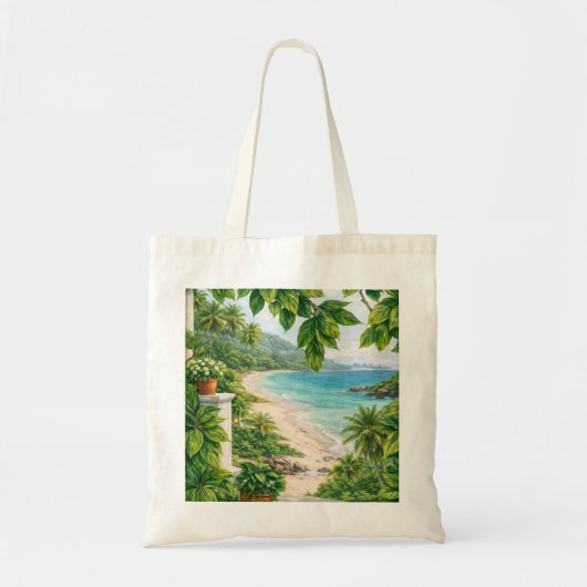 Keeling Eilanden Tropisch Strand Uitzicht Tote Bag (Voorkant)