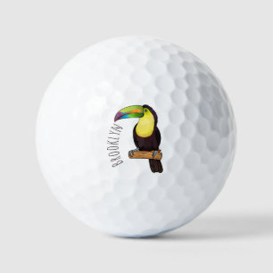 Keelsnaveltoekan vogel cartoon illustratie golfballen