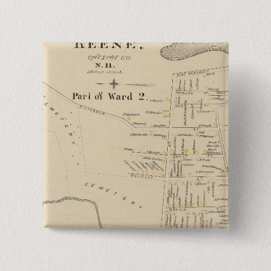 Keene, Ward 2 Vierkante Button 5,1 Cm (Voorkant)