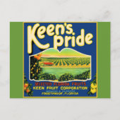 Keen's Pride Frostproof Florida Label Briefkaart (Voorkant)