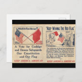 Keep America American - Stem Cal Coolidge Briefkaart (Voorkant / Achterkant)