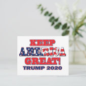 Keep America Great Trump 2020 Briefkaart (Staand voorkant)