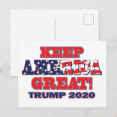 Keep America Great Trump 2020 Briefkaart (Voorkant / Achterkant)