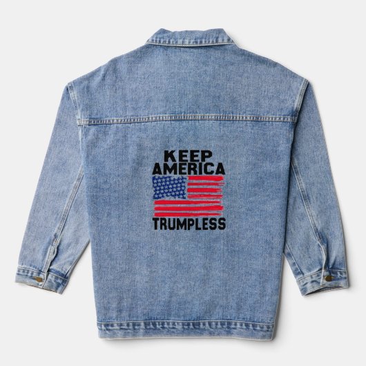 Keep america trompelloze denim jas denim jacket (Achterkant)