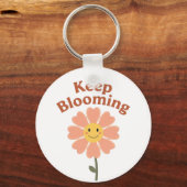 "Keep Blooming" Retro Smiling Flower Sleutelhanger (Achterkant)