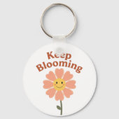 "Keep Blooming" Retro Smiling Flower Sleutelhanger (Achterkant)