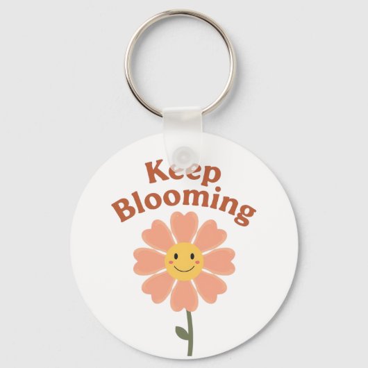 "Keep Blooming" Retro Smiling Flower Sleutelhanger (Achterkant)