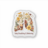 Keep Breathing & Believing - Floral Lungs Sticker (Voorkant)
