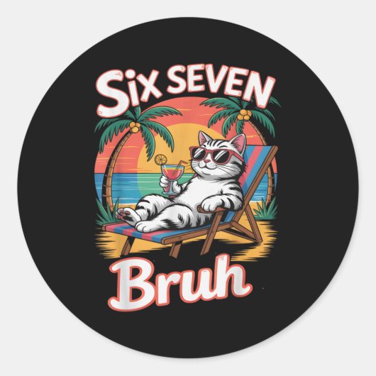 Keep Calm 67 Bruh Cat Vacation Cruise Trip Joke Ge Ronde Sticker (Voorkant)