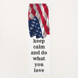 keep calm affirmational quote and vibrant flag yogamat